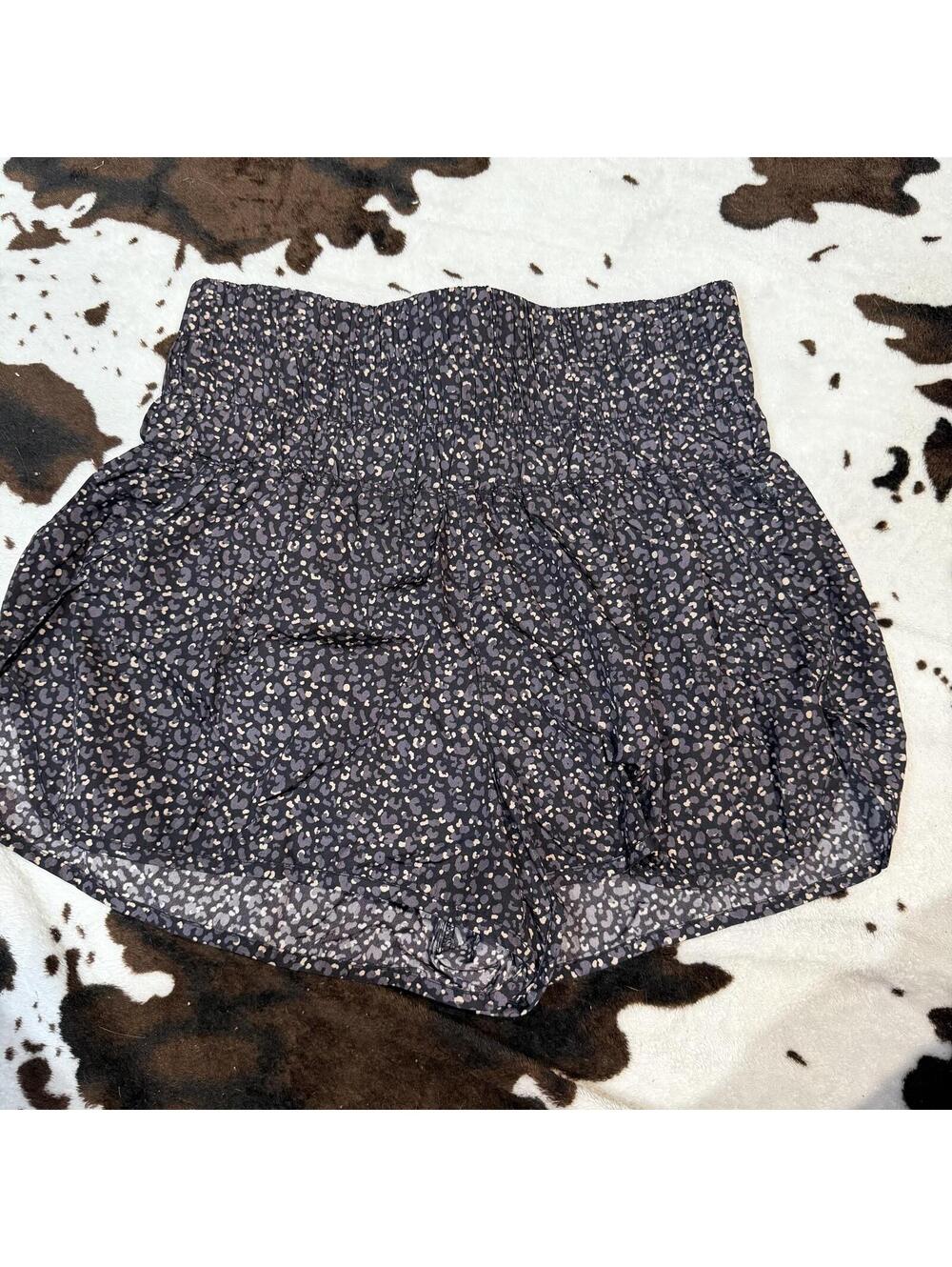Free People Movement The Way Home Shorts Black Print Athletic Running Small